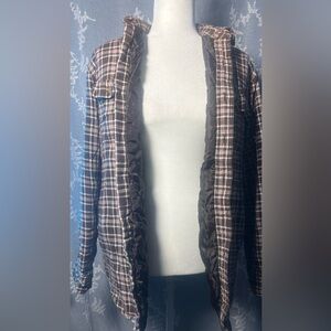 Wrangler Brown Plaid Quilted Jacket Small Cotton Lined Shacket